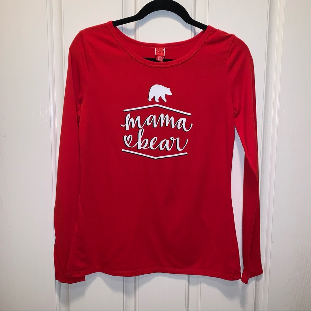 Like New Red Mama Bear Christmas Long Sleeve Top Size Medium